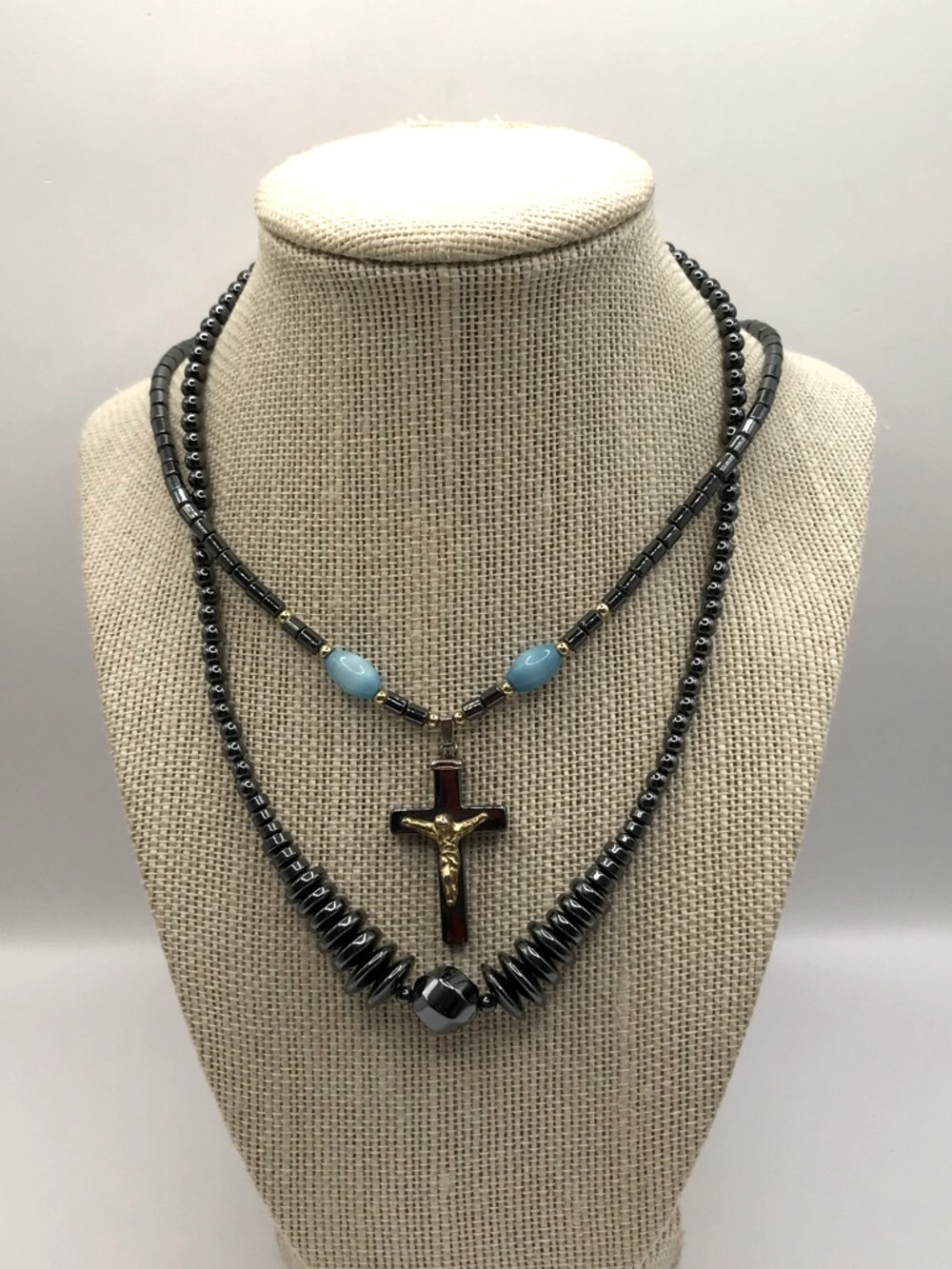 2 Layered Hematite Bead Necklace